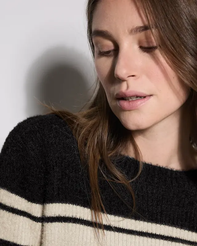 Cecil Gestreifter Pullover - Black