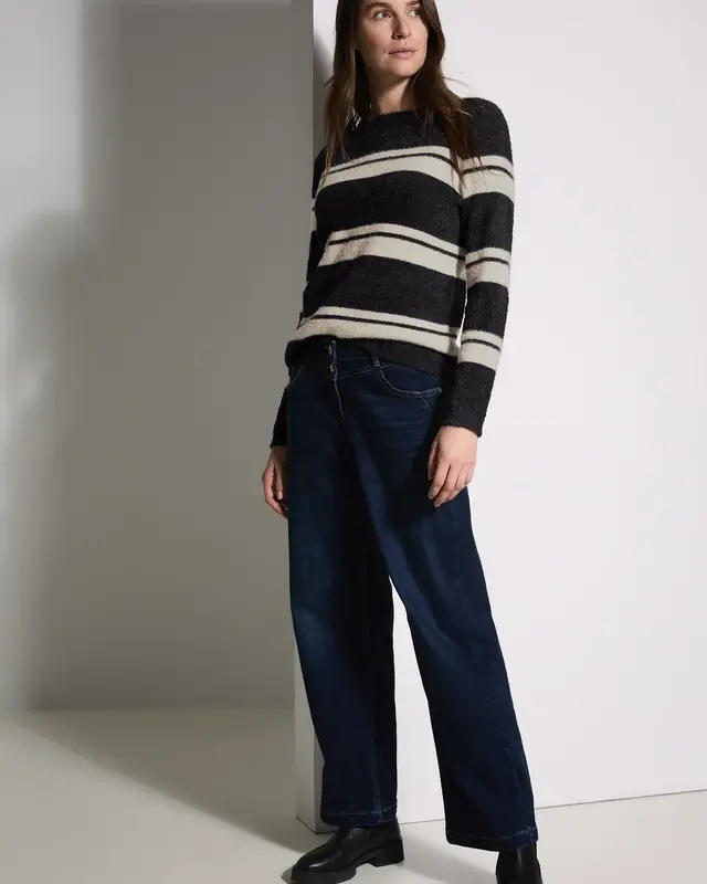 Cecil Gestreifter Pullover - Black