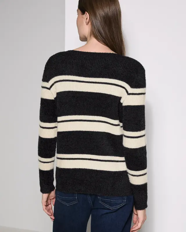 Cecil Gestreifter Pullover - Black
