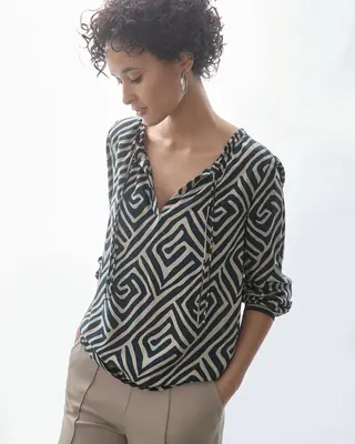 Street One Print Blouse - Cool Vintage Green