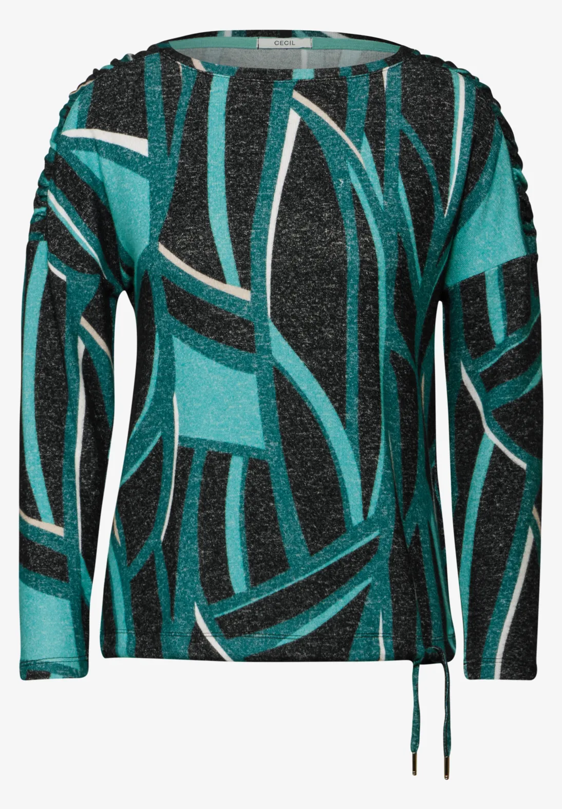 Cecil Bedrukt Shirt - Black Melange