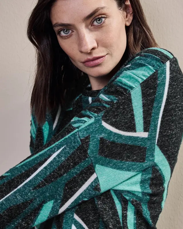 Cecil Bedrukt Shirt - Black Melange