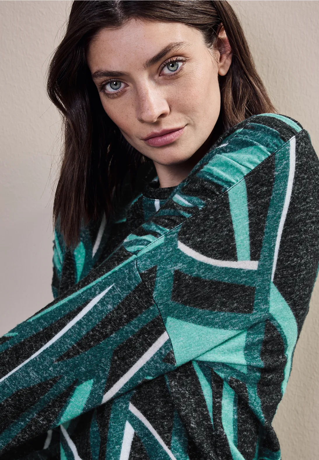 Cecil Bedrukt Shirt - Black Melange