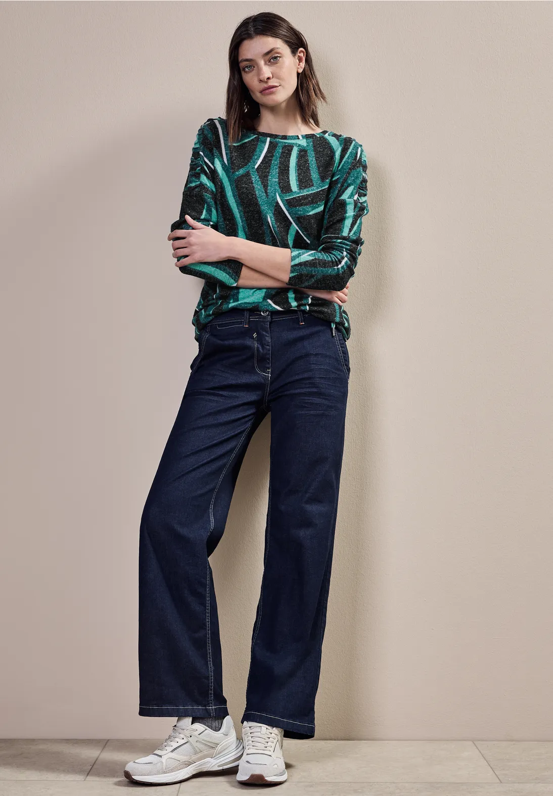 Cecil Bedrukt Shirt - Black Melange