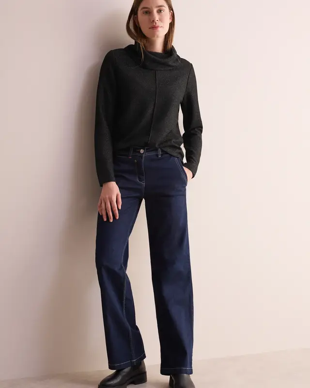 Cecil Glitzer Rib Shirt - Black Melange