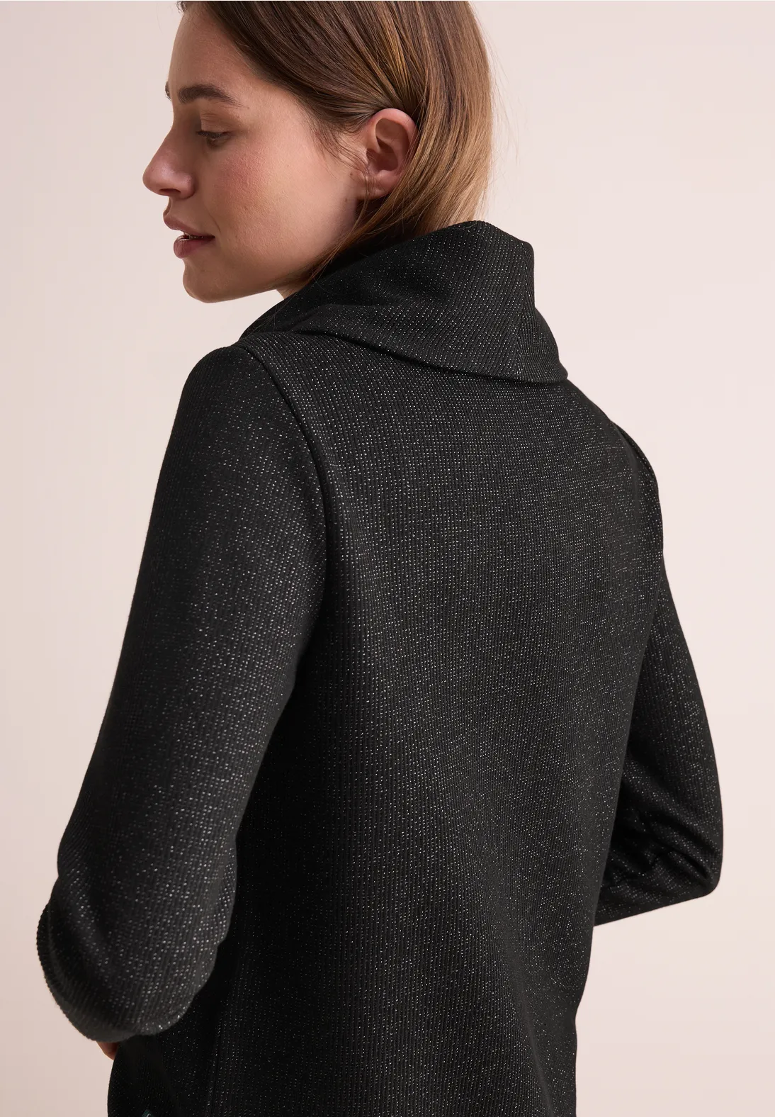 Cecil Glitzer Rib Shirt - Black Melange