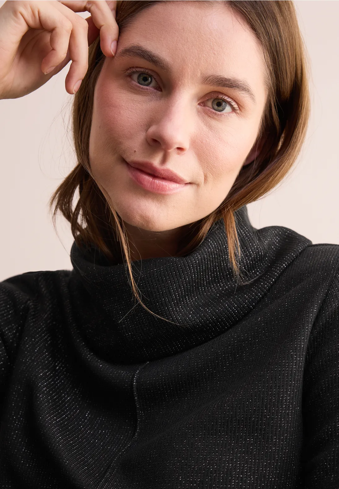 Cecil Glitzer Rib Shirt - Black Melange