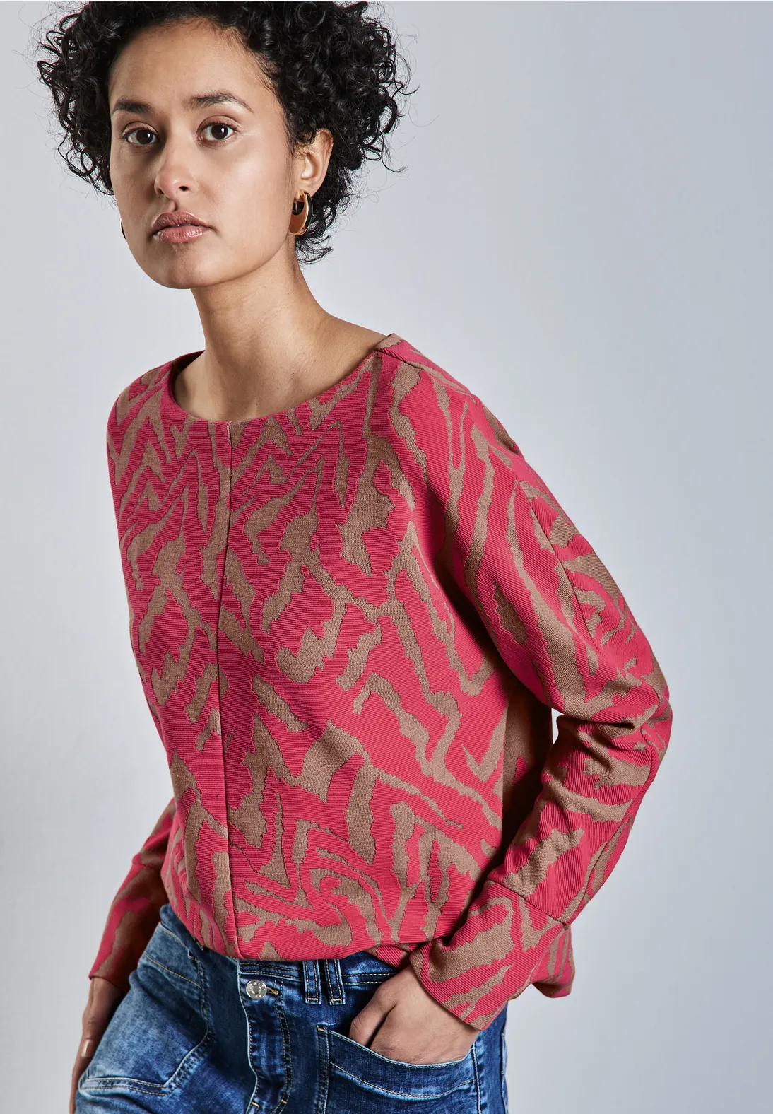 Street One Tweekleurig Jacquard Shirt - Sugar Coral