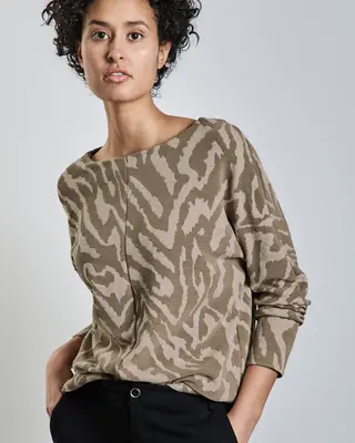 Street One Tweekleurig Jacquard Shirt - Honey Sand