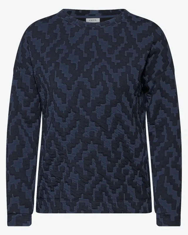 Cecil Jaquard Strukturshirt - Universal Blue
