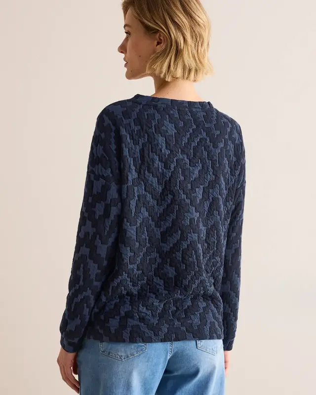 Cecil Gestructureerd Jacquard Shirt - Universal Blue