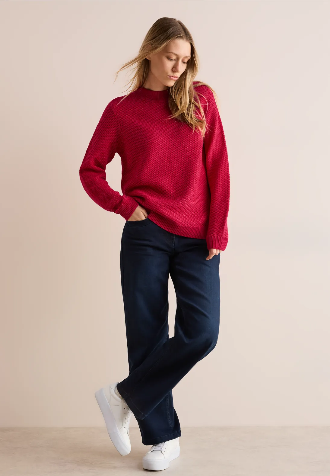 Cecil Two-Tone Structured Jumper - Granita Red