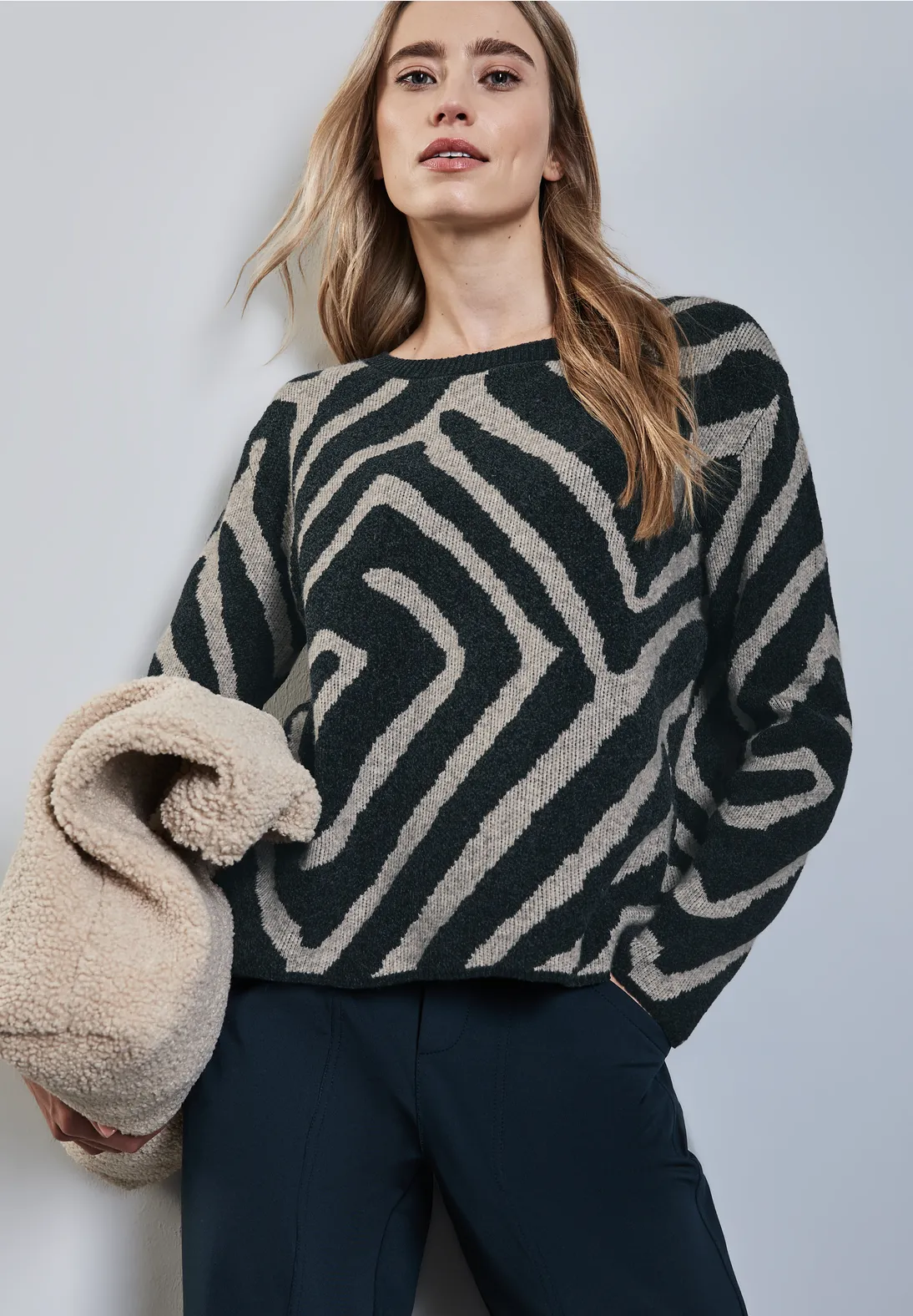 Street One Jacquard Pullover - Cool Vintage Green