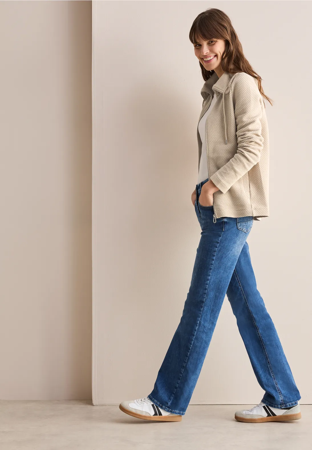 Cecil Two-Tone Ottoman Jacket - Pearl Beige