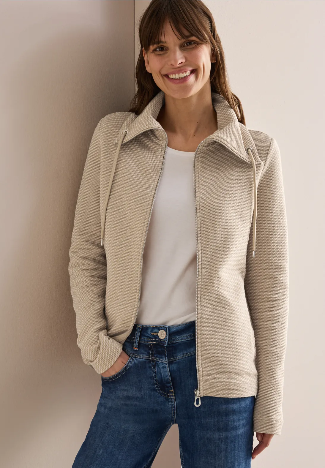 Cecil Two-Tone Ottoman Jacket - Pearl Beige