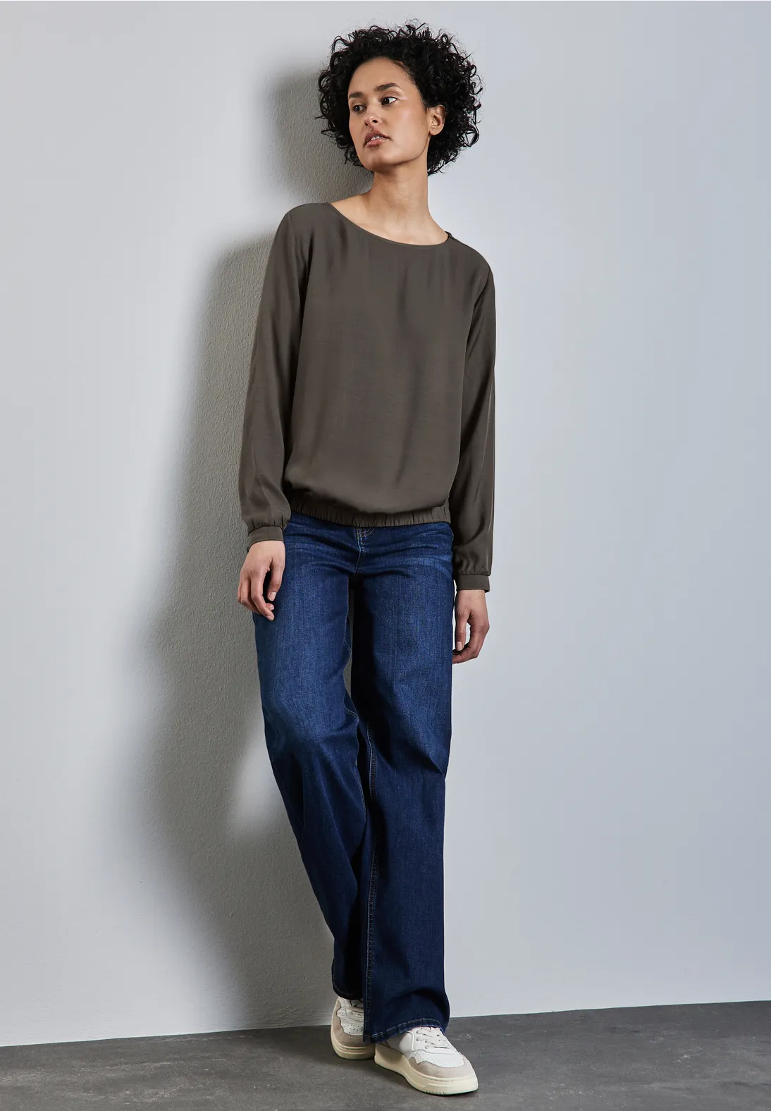 Street One Blouse with Ruffles - Muddy Brown