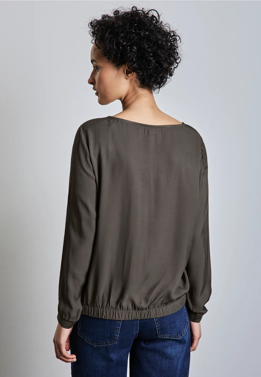 Street One Bluse mit gerafftem Saum - Muddy Brown