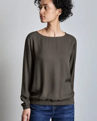 Street One Blouse met Ruches - Muddy Brown