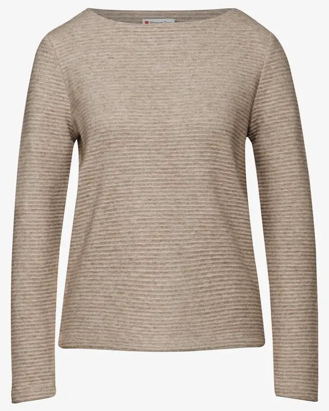 Street One Structured Knit Shirt - Honey Sand Melange