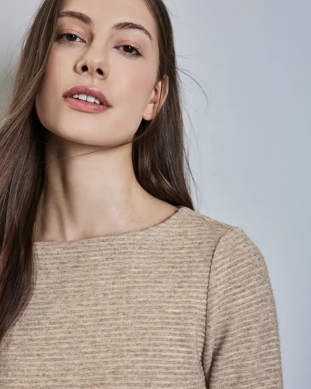 Street One Structured Knit Shirt - Honey Sand Melange