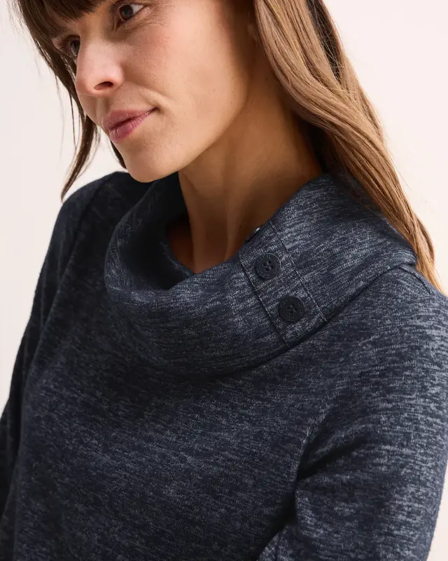 Cecil Kuscheliges Melange-Shirt - Universal Blue Melange