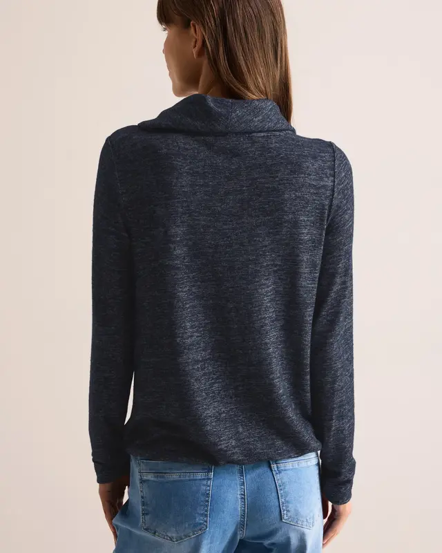 Cecil Kuscheliges Melange-Shirt - Universal Blue Melange