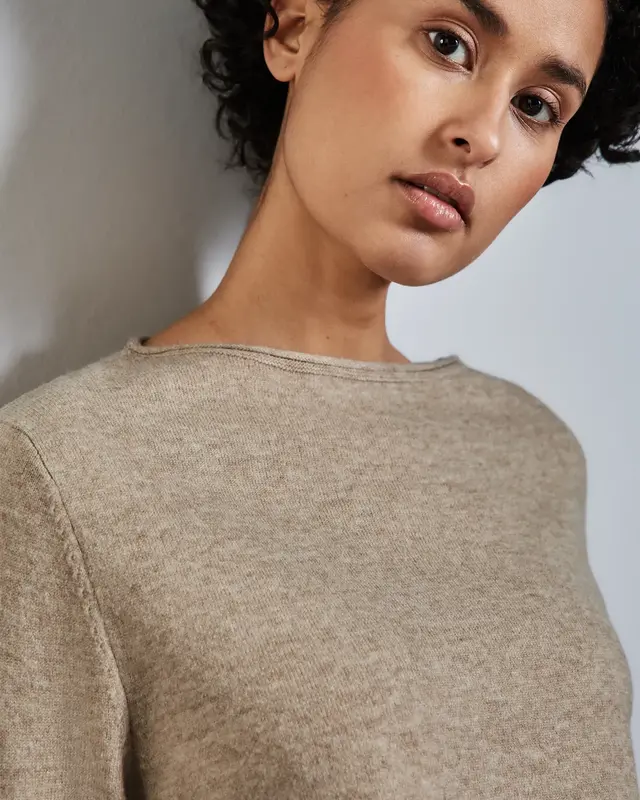 Street One Jumper with Slit Detail - Honey Sand Melange