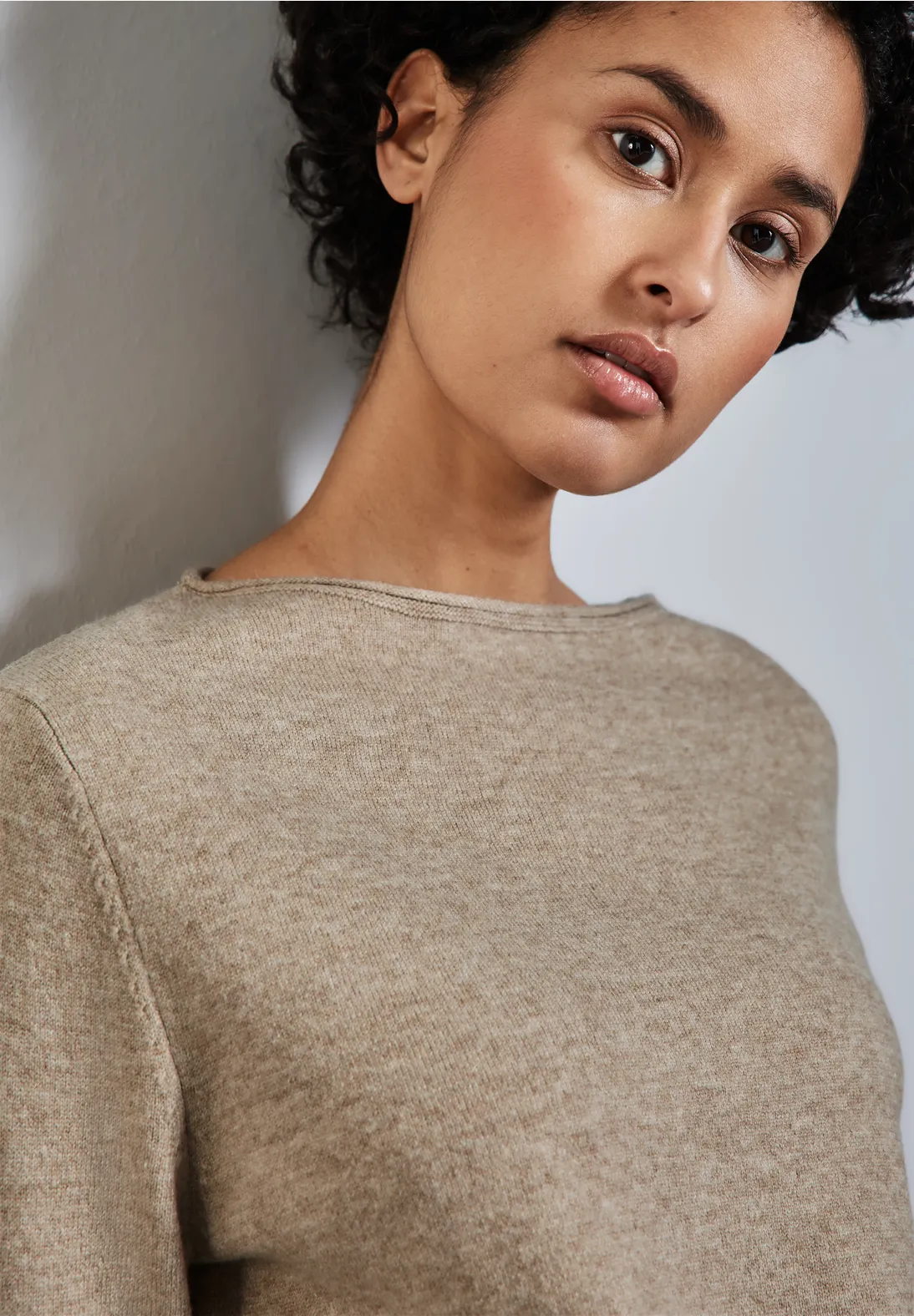 Street One Pullover mit Schlitz-Detail - Honey Sand Melange