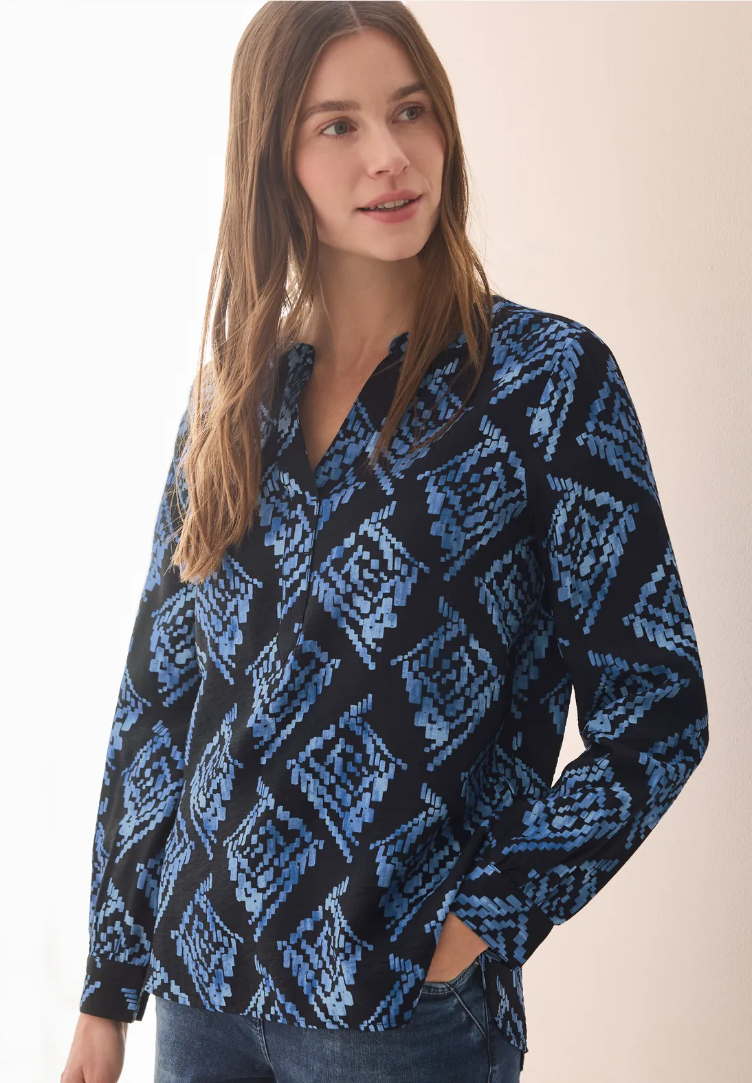 Cecil Print Blouse - Universal Blue