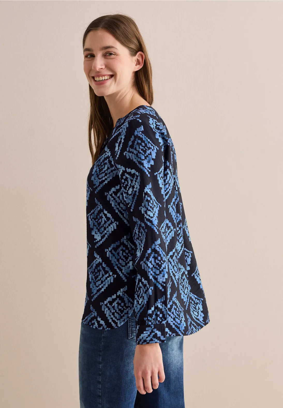 Cecil Print Bluse - Universal Blue