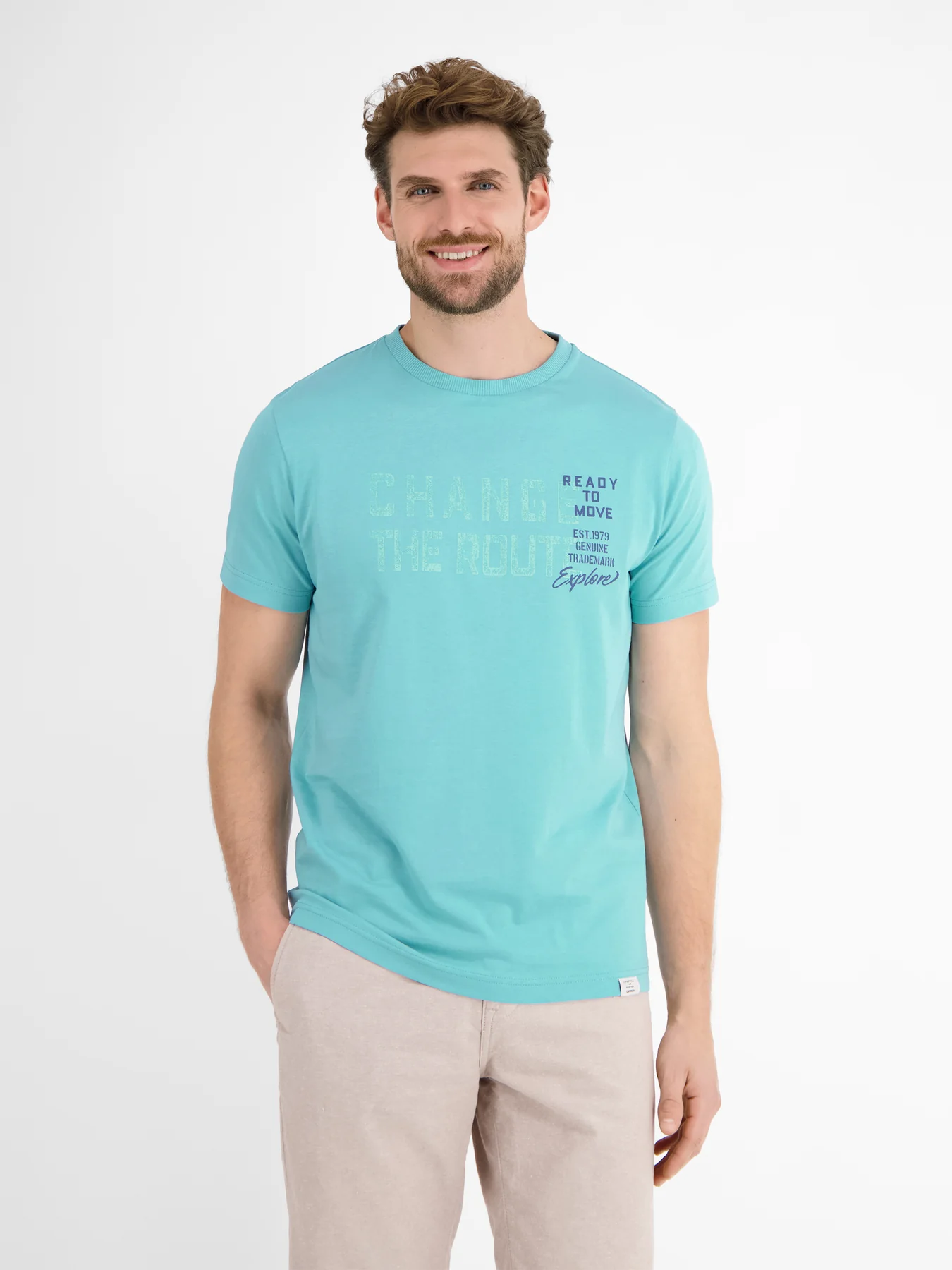Lerros T-Shirt mit Frontprint - Coastal Blue