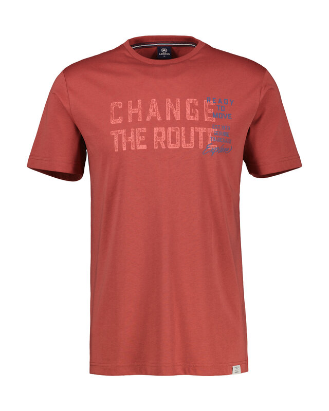 Lerros T-Shirt with Frontprint - Earth Red