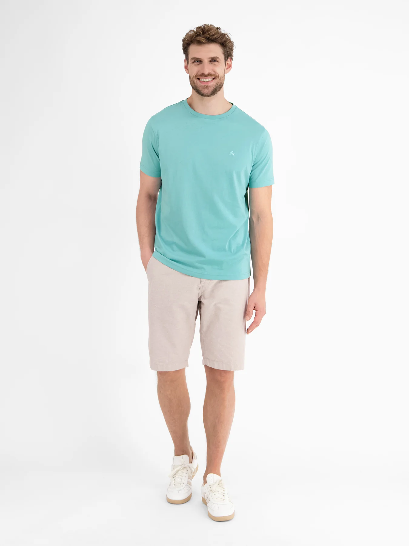 Lerros Basic T-Shirt met Ronde Hals - Coastal Blue
