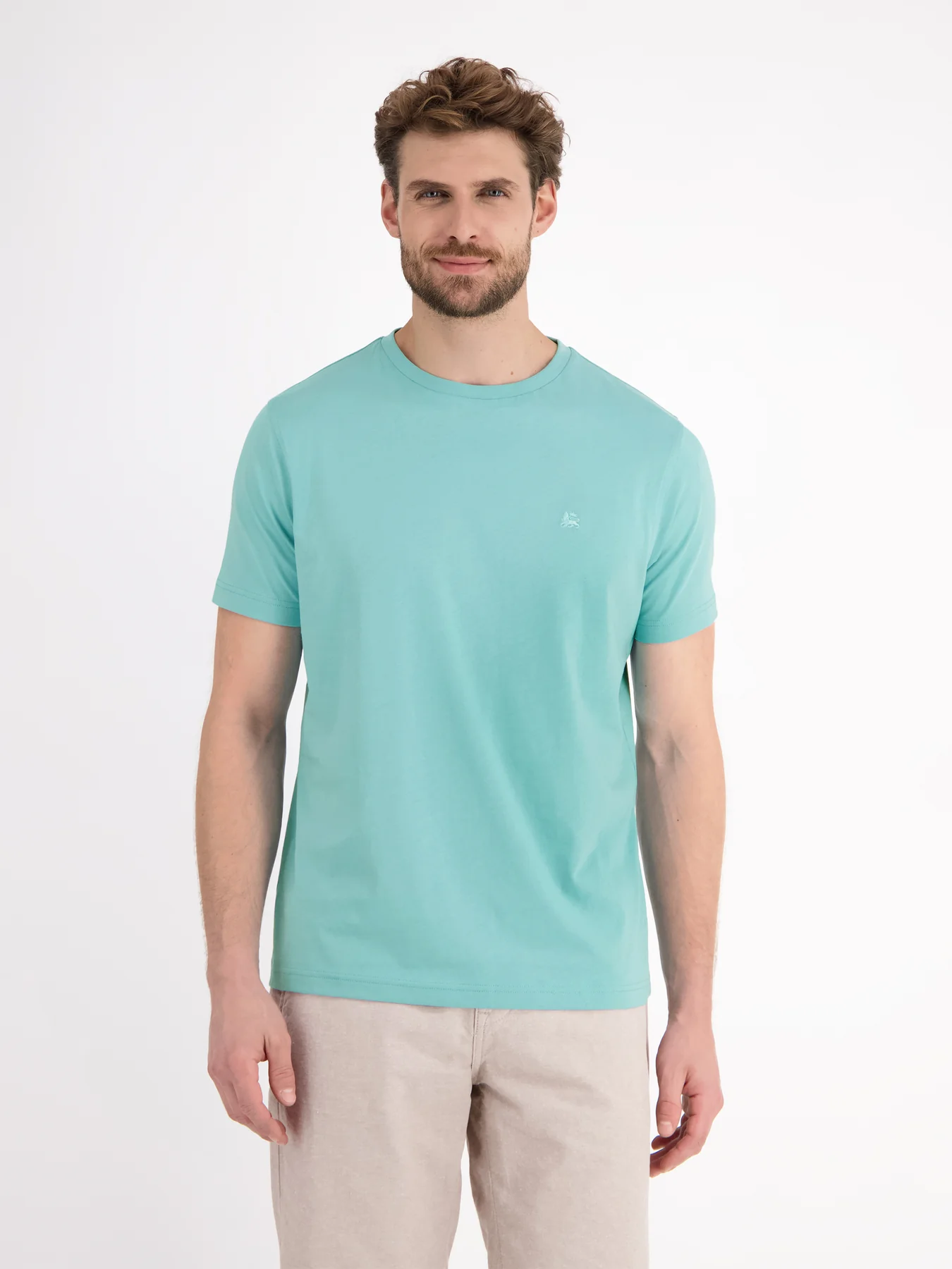 Lerros Basic T-Shirt met Ronde Hals - Coastal Blue