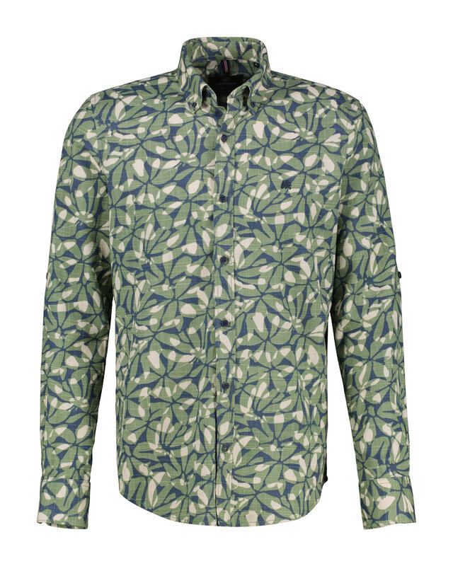 Lerros Overhemd met Print - Sage Green