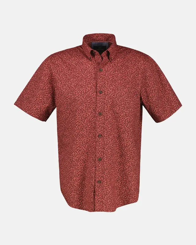 Lerros Print Overhemd met Korte Mouw - Earth Red