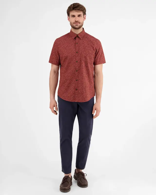 Lerros Print Overhemd met Korte Mouw - Earth Red