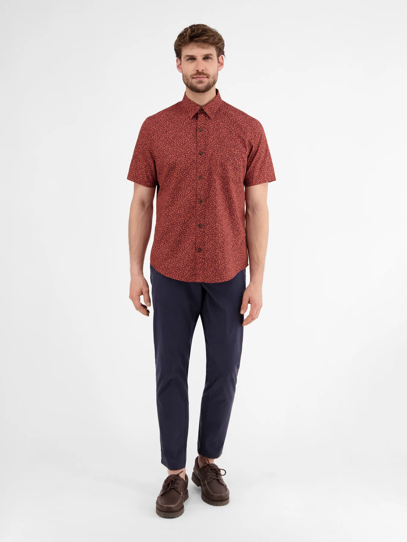 Lerros Kurzarm Shirt mit Print - Earth Red