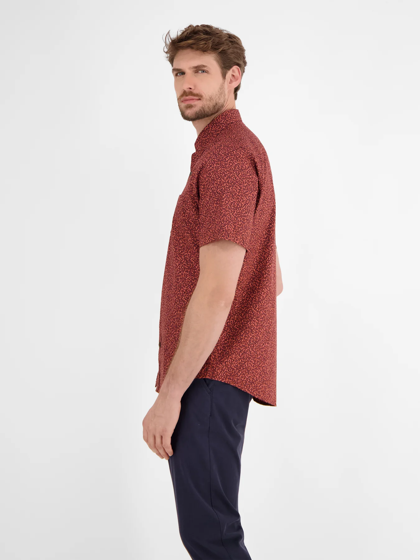 Lerros Print Short Sleeve Shirt - Earth Red