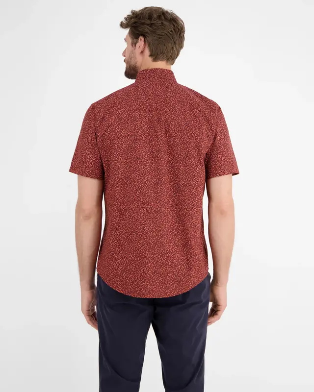 Lerros Print Overhemd met Korte Mouw - Earth Red