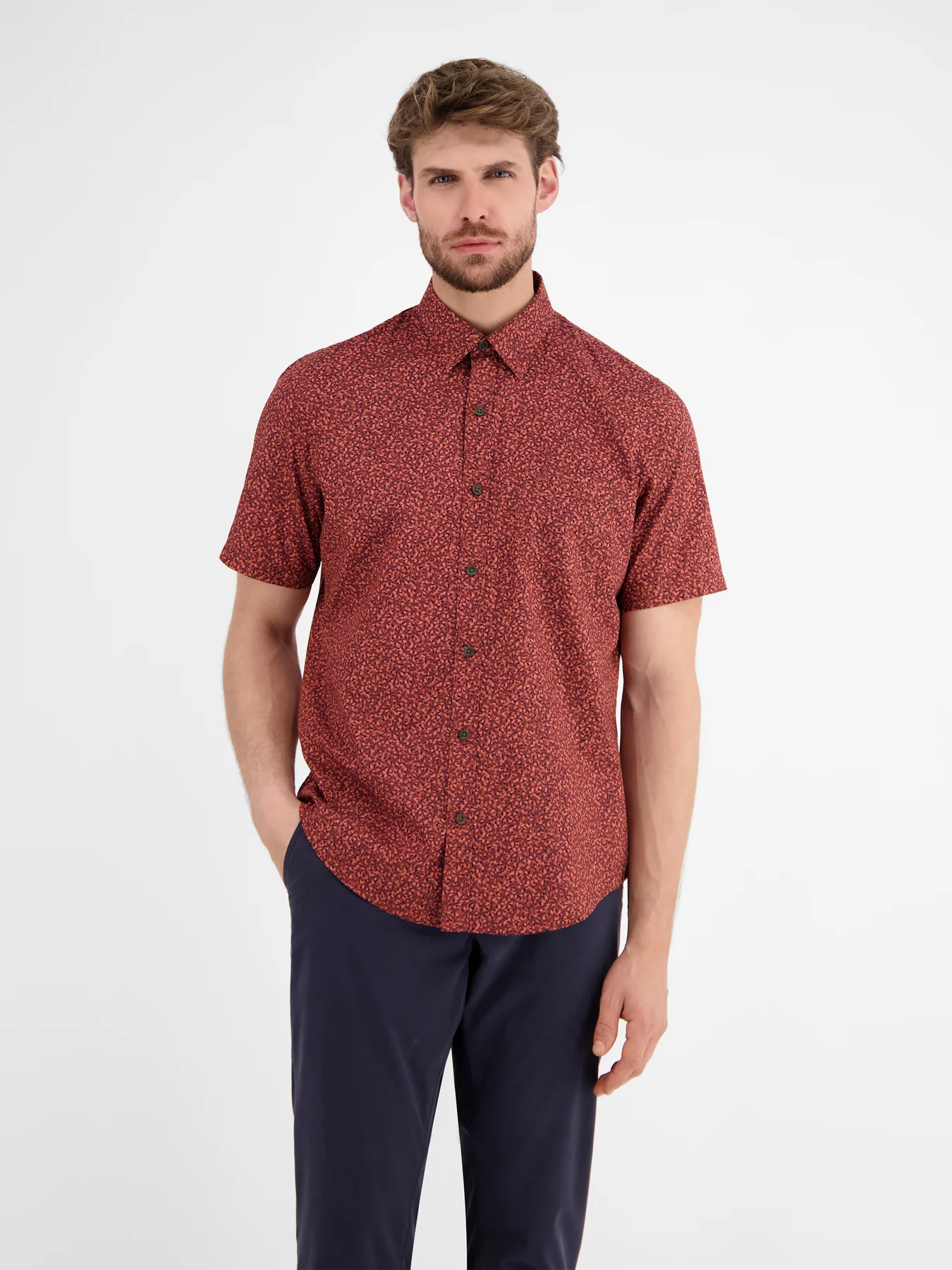 Lerros Print Short Sleeve Shirt - Earth Red