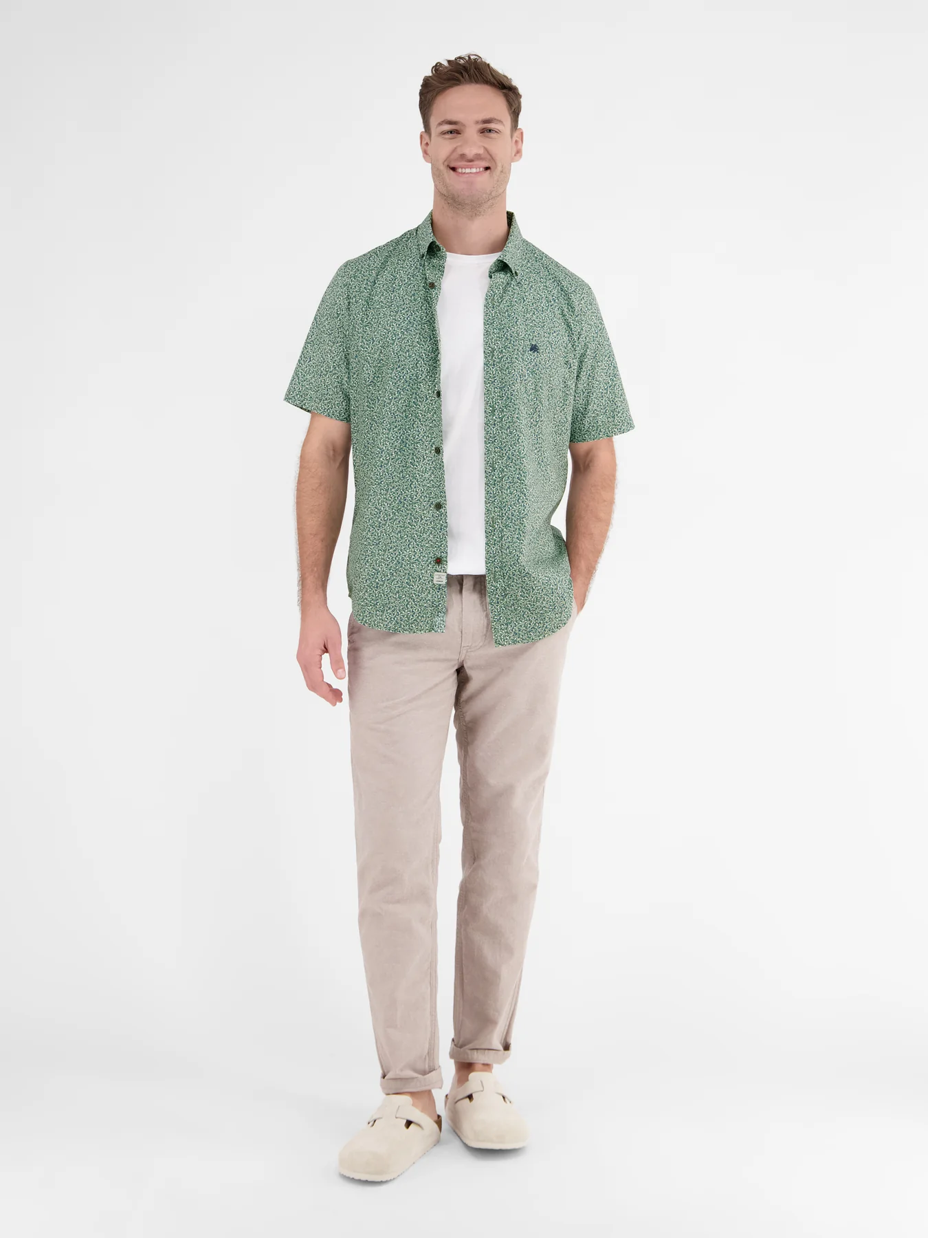 Lerros Kurzarm Shirt mit Print - Sage Green