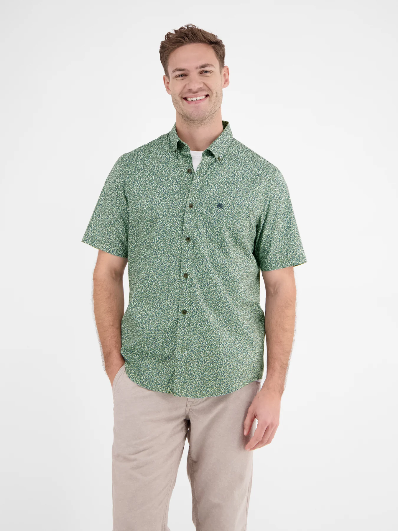 Lerros Kurzarm Shirt mit Print - Sage Green