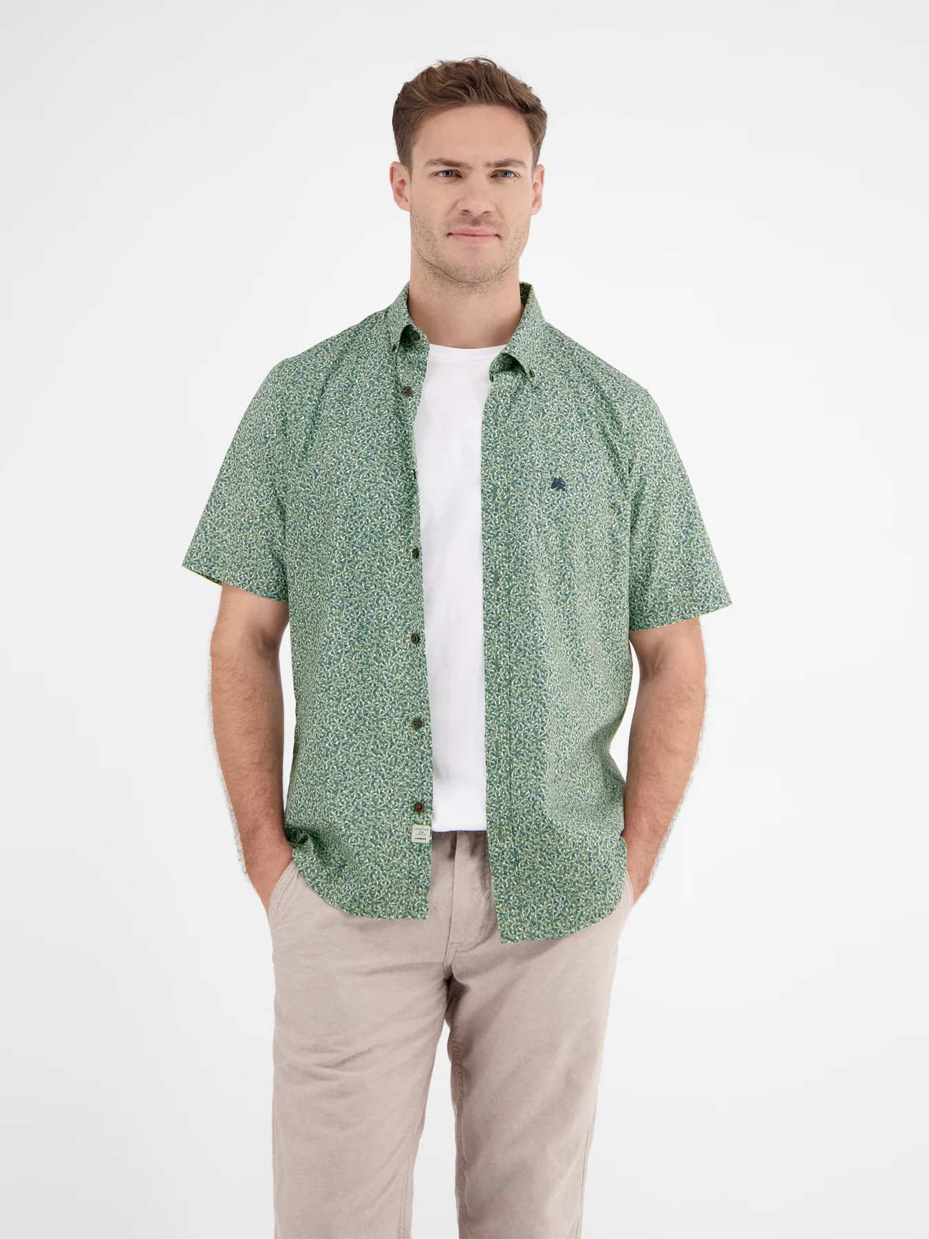 Lerros Kurzarm Shirt mit Print - Sage Green