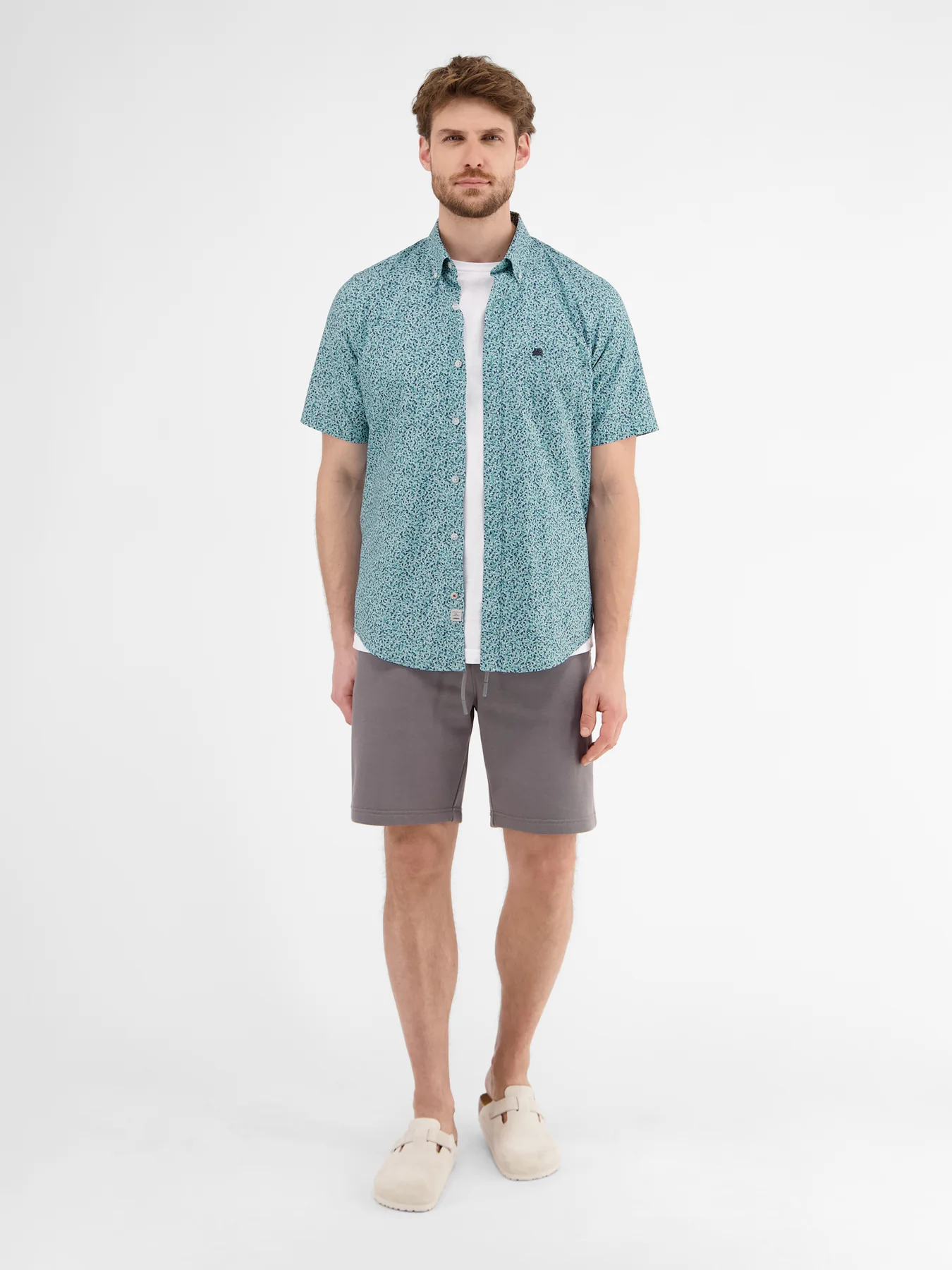 Lerros Print Short Sleeve Shirt - Coastal Blue