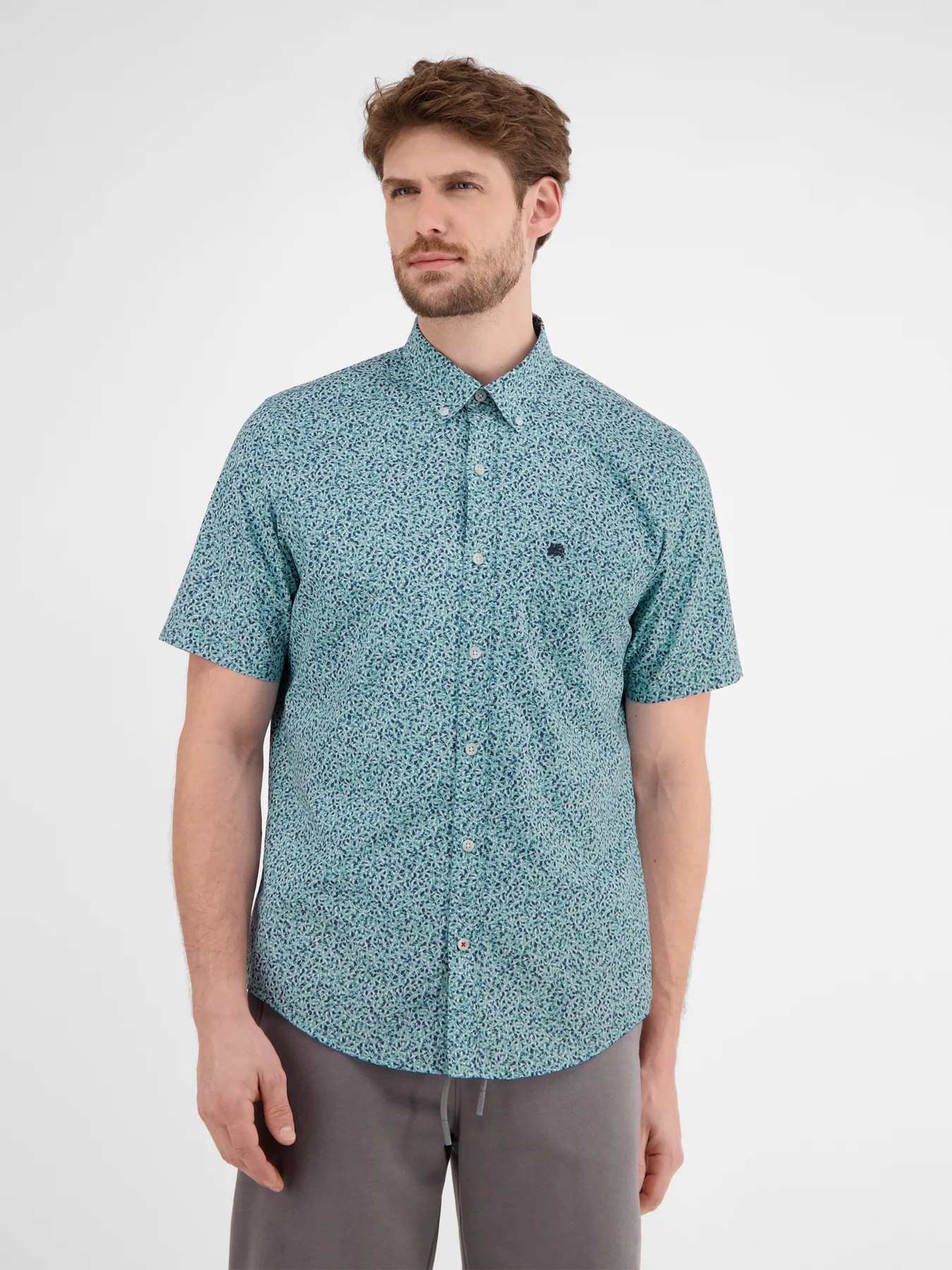Lerros Kurzarm Shirt mit Print - Coastal Blue