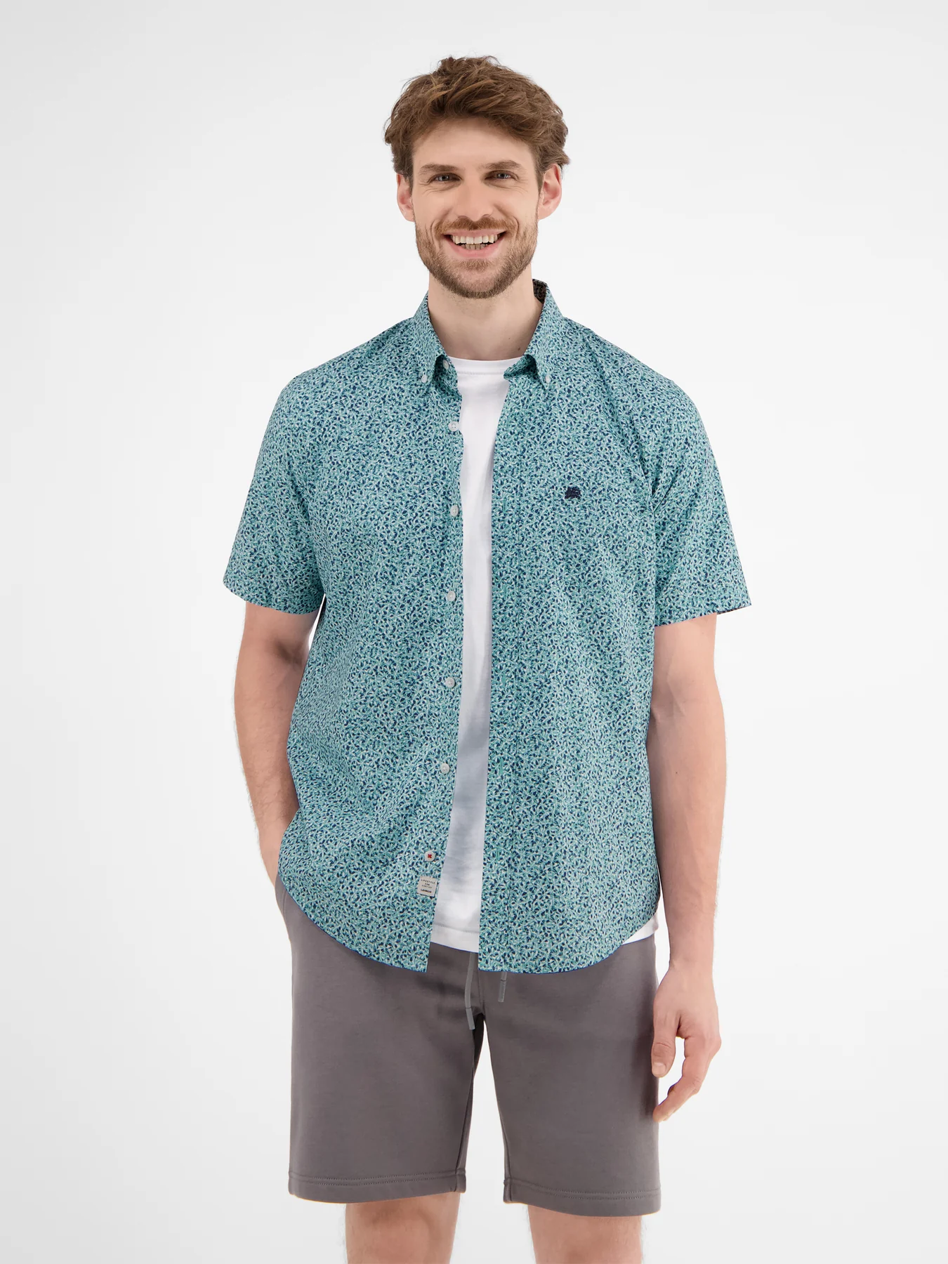 Lerros Kurzarm Shirt mit Print - Coastal Blue