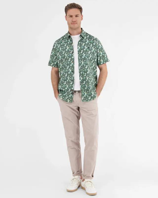 Lerros Kurzarm Shirt mit Blumenprint - Sage Green