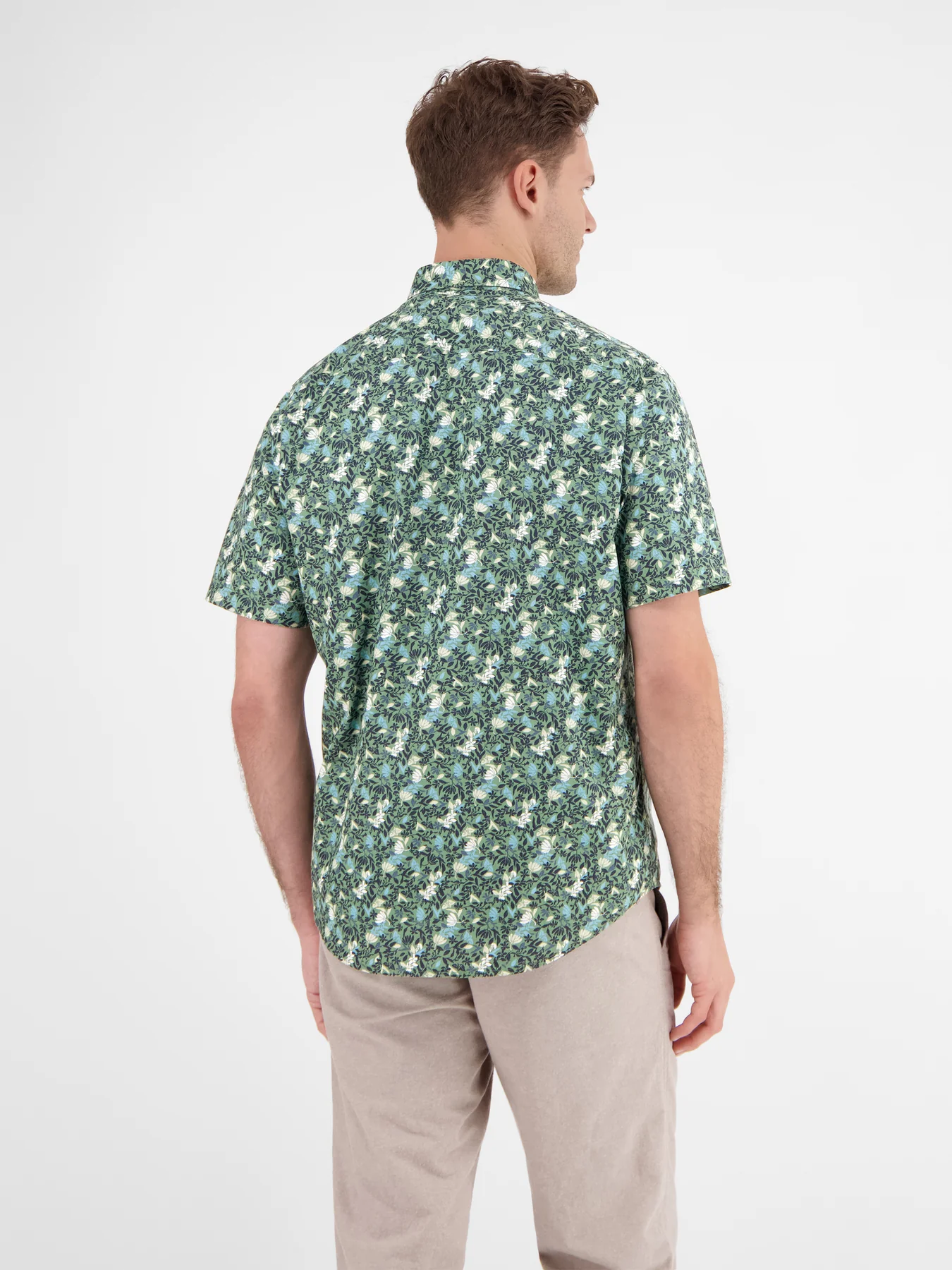 Lerros Floral Print Short Sleeve Shirt - Sage Green