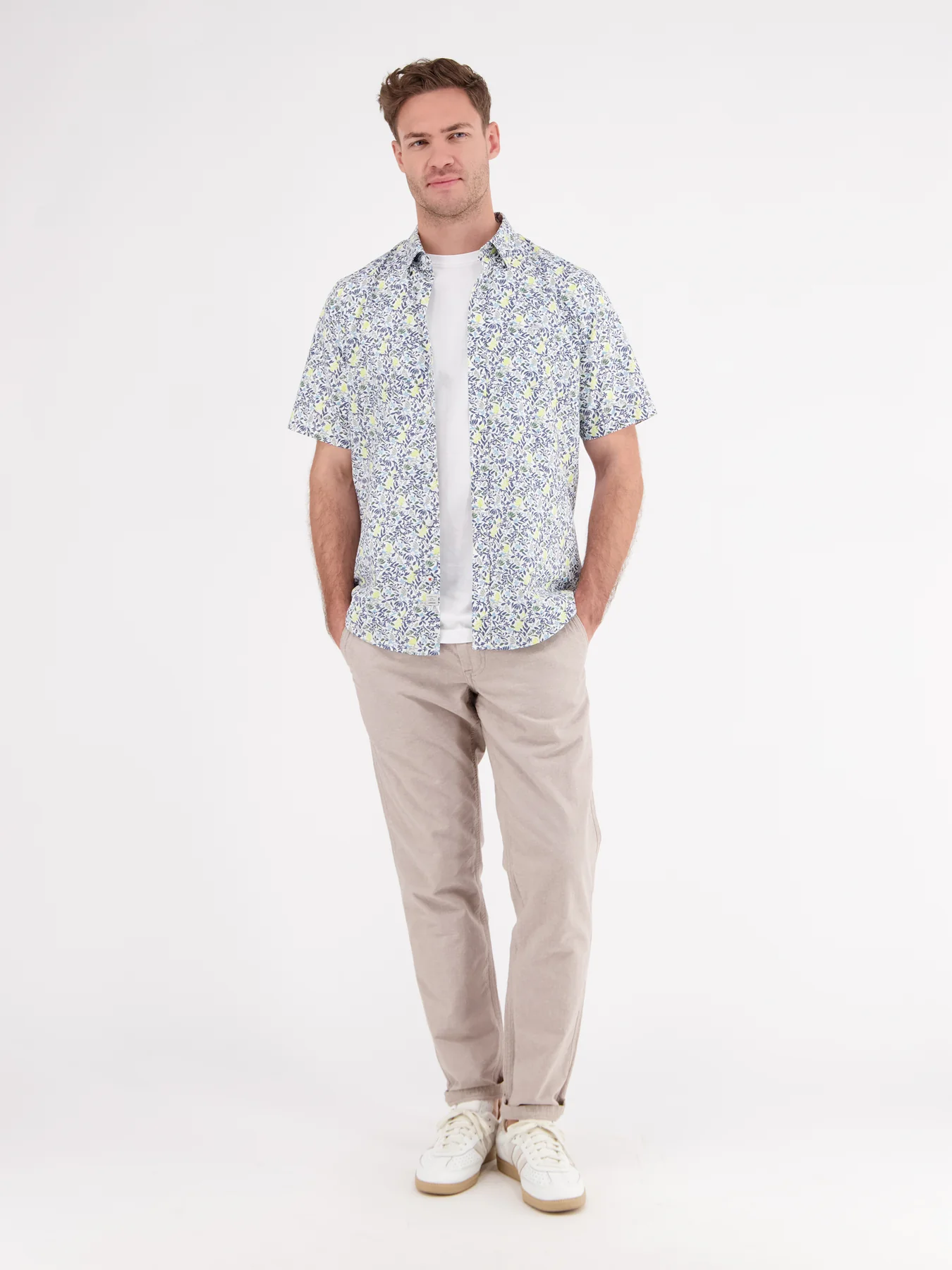 Lerros Kurzarm Shirt mit Blumenprint - White